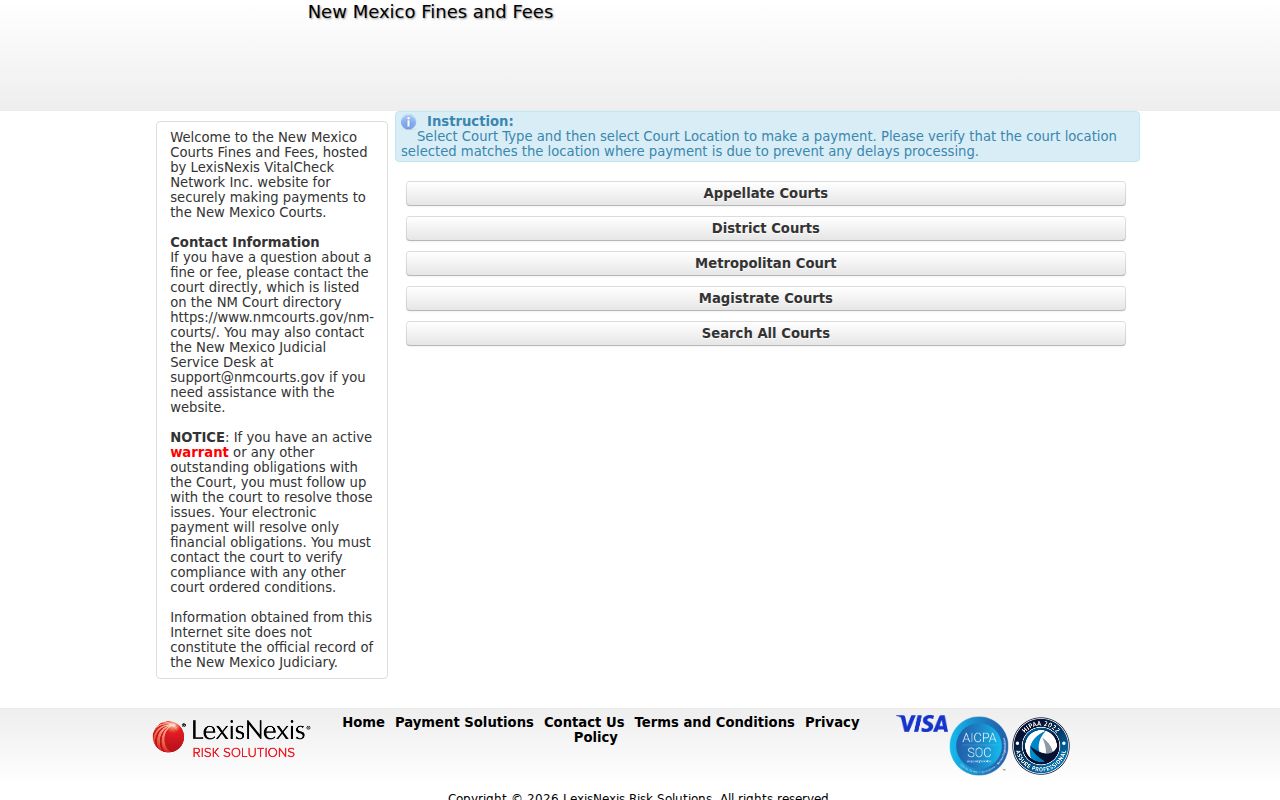 New Mexico traffic court records official payment portal
