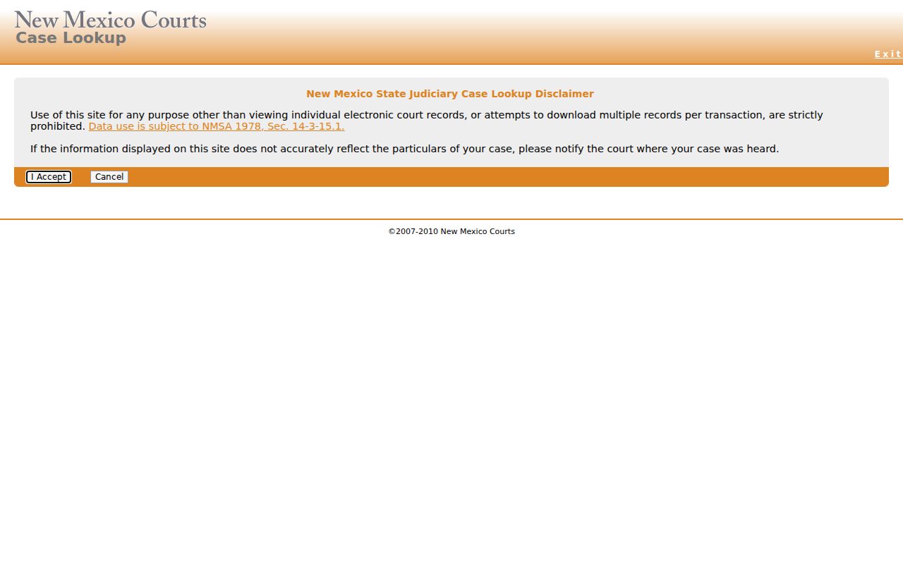 New Mexico court records Case Lookup portal