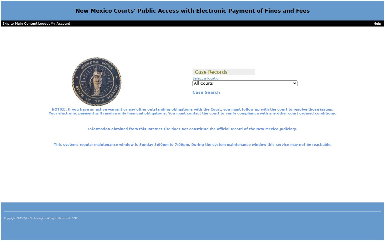 New Mexico court records Odyssey Public Access page