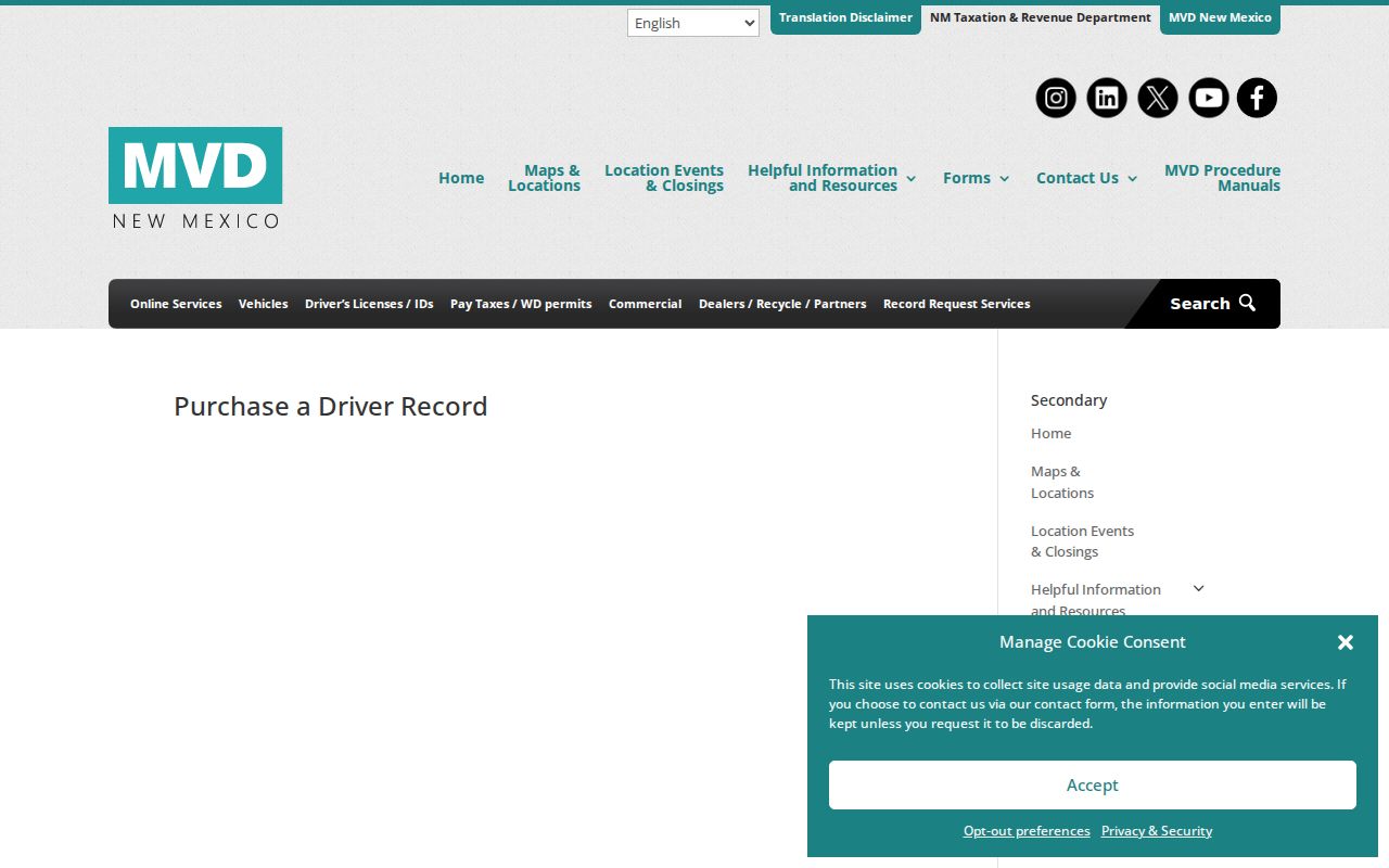 New Mexico traffic court records and MVD driver record purchase