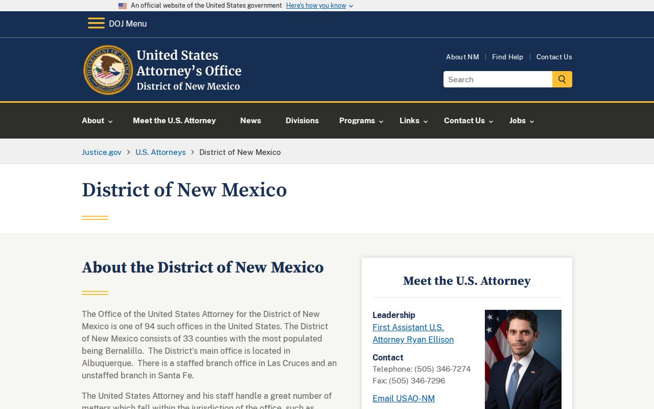 U.S. Attorney office within the New Mexico federal court district
