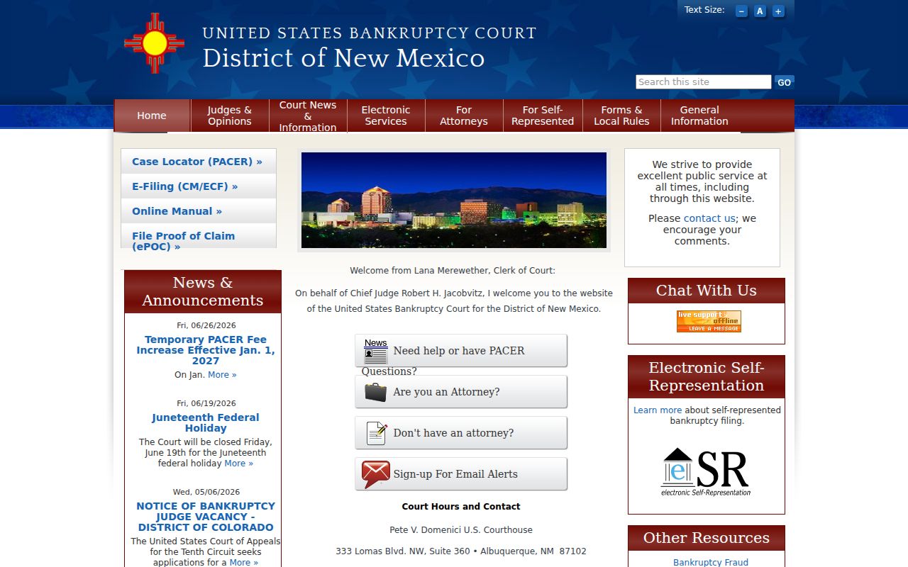 New Mexico federal bankruptcy court records access